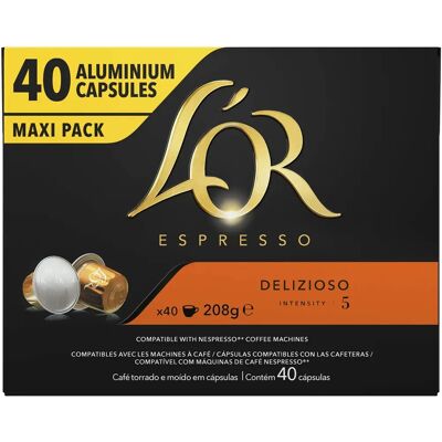 L'OR Delizioso Pack Maxi pour Nespresso - 40 Capsules - Publicité L'OR Delizioso Pack Maxi pour Nespresso - 40 Capsules - Publicité