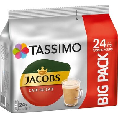 Capsules de café Jacobs - 24 pièces pour Tassimo - Café au lait - Publicité Capsules de café Jacobs - 24 pièces pour Tassimo - Café au lait - Publicité