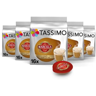 Capsulas de Café Marcilla - 5 Cajas, 16 cápsulas cada - Café con leche Capsulas de Café Marcilla - 5 Cajas, 16 cápsulas cada - Café con leche