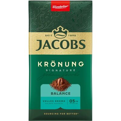 JACOBS Krönung Balance Kaffee - Mild, Halber Koffein, 500g JACOBS Krönung Balance Kaffee - Mild, Halber Koffein, 500g