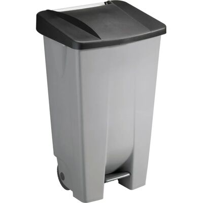 Poubelle helit 120l gris avec pédale et roulettes - Usage intérieur Poubelle helit 120l gris avec pédale et roulettes - Usage intérieur