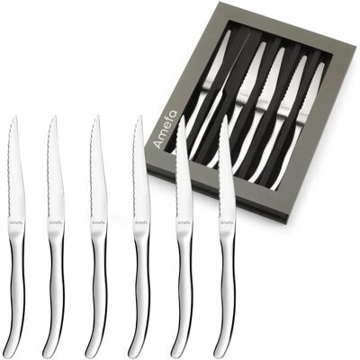 Coffret de Couteaux à Steak Virgule Amefa - Inox, Microdenté, Élégant - Publicité Coffret de Couteaux à Steak Virgule Amefa - Inox, Microdenté, Élégant - Publicité