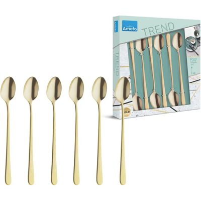 Amefa Austin Set di 6 Cucchiai Long Drink Vintage Oro Amefa Austin Set di 6 Cucchiai Long Drink Vintage Oro