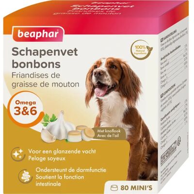 Beaphar Schapenvet & Knoflook Hondensnack - Ondersteunt vacht en spijsvertering Beaphar Schapenvet & Knoflook Hondensnack - Ondersteunt vacht en spijsvertering