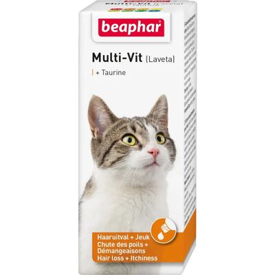 Beaphar Multi-vit Laveta Chat - 50 ml - Soutient peau, pelage, cœur, yeux - Publicité Beaphar Multi-vit Laveta Chat - 50 ml - Soutient peau, pelage, cœur, yeux - Publicité