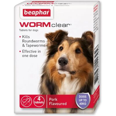 Beaphar WORMclear 4 Tablets for Dogs - Up to 40kg Beaphar WORMclear 4 Tablets for Dogs - Up to 40kg