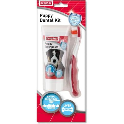 Beaphar Dog Puppy Dental Kit - Toothbrush & Toothpaste Beaphar Dog Puppy Dental Kit - Toothbrush & Toothpaste