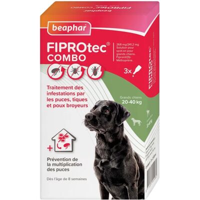 Beaphar Fiprotec Combo Chien 20-40kg - Traitement antiparasitaire - Publicité Beaphar Fiprotec Combo Chien 20-40kg - Traitement antiparasitaire - Publicité
