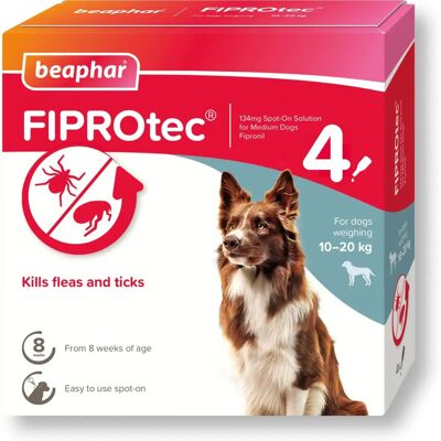 Beaphar FIPROtec Flea & Tick Spot-on for Medium Dogs - 4 Pipettes Beaphar FIPROtec Flea & Tick Spot-on for Medium Dogs - 4 Pipettes