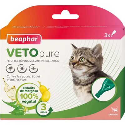 Beaphar VETOpure Pipettes Antiparasitaires - 3x0,4ml - Publicité Beaphar VETOpure Pipettes Antiparasitaires - 3x0,4ml - Publicité