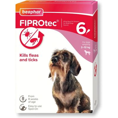Beaphar FIPROtec Small Dog Flea & Tick Spot-On - 6 Pipettes Beaphar FIPROtec Small Dog Flea & Tick Spot-On - 6 Pipettes