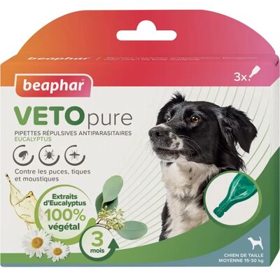Beaphar Vetopure Prévention des parasites pour chiens moyens - 3 pipettes Beaphar Vetopure Prévention des parasites pour chiens moyens - 3 pipettes