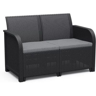 Keter Gartensofa 2-Sitzer Rosalie Graphit Außen Terrasse Sitzmöbel Keter Gartensofa 2-Sitzer Rosalie Graphit Außen Terrasse Sitzmöbel