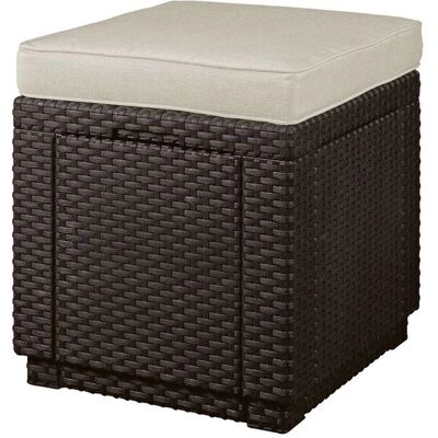 ALLIBERT Cube - marron/beige - 42 x 42 x 39 cm - Footstool - Publicité ALLIBERT Cube - marron/beige - 42 x 42 x 39 cm - Footstool - Publicité