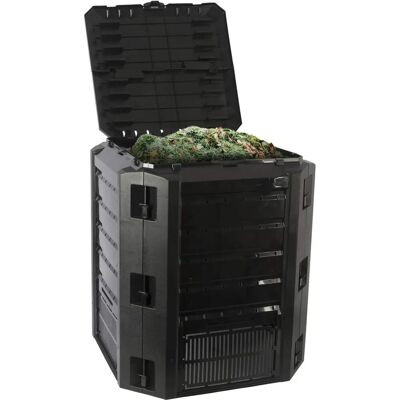 Poubelle à Compost Kinzo Grouw - 380L Noir, Rectangulaire - Publicité Poubelle à Compost Kinzo Grouw - 380L Noir, Rectangulaire - Publicité