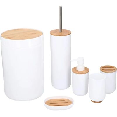 Alpina 6-teiliges Weißes Bambus Badezimmer-Set Alpina 6-teiliges Weißes Bambus Badezimmer-Set