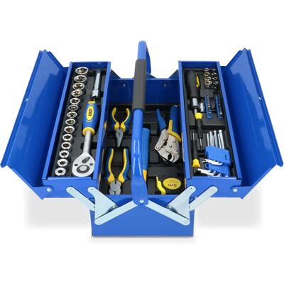 Kinzo Metallsatz - 64 Teile - CR-V Stahl - Blau - Werkzeugsatz Kinzo Metallsatz - 64 Teile - CR-V Stahl - Blau - Werkzeugsatz