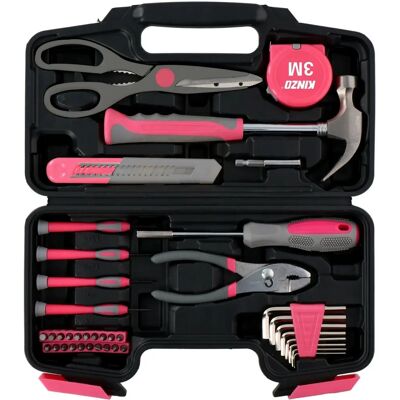 Kinzo - Compact Roze Gereedschapsset - Huishoudelijk Reparatieset Kinzo - Compact Roze Gereedschapsset - Huishoudelijk Reparatieset