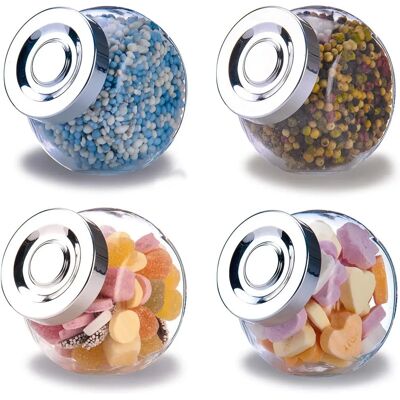 Alpina Glass Storage Jars Set of 4 - Spice & Snack Containers Alpina Glass Storage Jars Set of 4 - Spice & Snack Containers