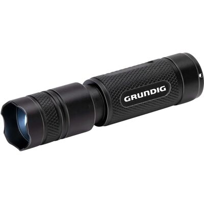 Torcia LED Grundig 120 Lumen - 3W - Raggio 180M - Alta/Bassa/Pulsante - Nero/Arancione Torcia LED Grundig 120 Lumen - 3W - Raggio 180M - Alta/Bassa/Pulsante - Nero/Arancione