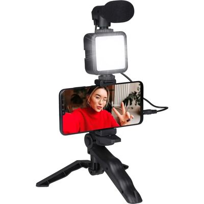 Grundig ED-38135 - Selfie Studio Vlogging Kit met Verlichting, Microfoon & Statief Grundig ED-38135 - Selfie Studio Vlogging Kit met Verlichting, Microfoon & Statief