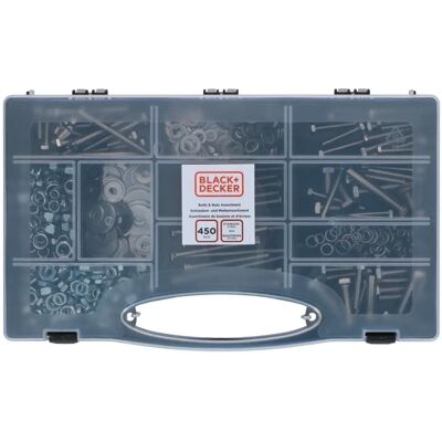 Black & Decker 450 részes rozsdamentes acél csavar- és anyagkészlet - Sokoldalú rögzítő készlet Black & Decker 450 részes rozsdamentes acél csavar- és anyagkészlet - Sokoldalú rögzítő készlet