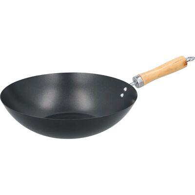 Alpina Wokpan - 30cm Non-stick - Roestvrij staal - Houten Handvat Alpina Wokpan - 30cm Non-stick - Roestvrij staal - Houten Handvat