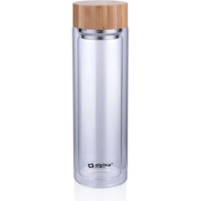 Pricenet Alpina - Bouteille en verre isolante - 450 ml - Publicité Pricenet Alpina - Bouteille en verre isolante - 450 ml - Publicité