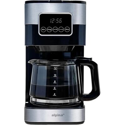 Alpina Koffiezetapparaat 1,5L/12 Kopjes Digitaal Display Tijdklok - Zwart Alpina Koffiezetapparaat 1,5L/12 Kopjes Digitaal Display Tijdklok - Zwart
