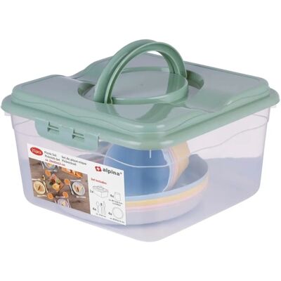 Alpina Kids Plastic Borden Bekers Bestek Set - Picknick & Kamperen Alpina Kids Plastic Borden Bekers Bestek Set - Picknick & Kamperen