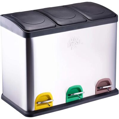 Dirt Devil Silver 3x15L Pedal Bin for Waste Sorting Dirt Devil Silver 3x15L Pedal Bin for Waste Sorting