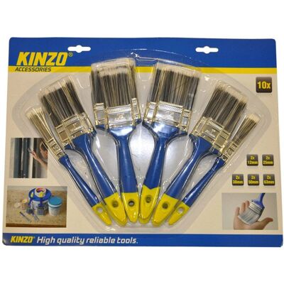 Conjunto de 10 Pincéis Planos Kinzo para Pintura Grande e Precisa Conjunto de 10 Pincéis Planos Kinzo para Pintura Grande e Precisa
