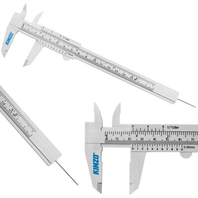 Calibrador Kinzo 150mm - medição externa, interna, degrau e profundidade Calibrador Kinzo 150mm - medição externa, interna, degrau e profundidade