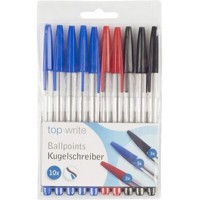 Pricenet Topwrite - Setti 10 kuulakärkikynää (Sininen/Musta/Punainen) - Setti kuulakärkikyniä Pricenet Topwrite - Setti 10 kuulakärkikynää (Sininen/Musta/Punainen) - Setti kuulakärkikyniä