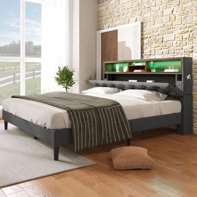 WISHDOR - Letto imbottito - 140x200 cm - Cabecero con almacenamiento - Bed WISHDOR - Letto imbottito - 140x200 cm - Cabecero con almacenamiento - Bed