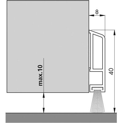 Ellen PDS-B-ZK-Bodendichtung - Guarnizione porta autoadesiva in plastica - 100cm Ellen PDS-B-ZK-Bodendichtung - Guarnizione porta autoadesiva in plastica - 100cm