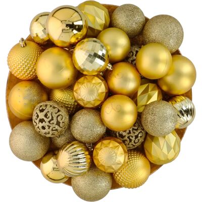 Giftsome Złote Plastikowe Bombki - 60 sztuk - Z Górnym Punktorem - Dekoracje Świąteczne - Ø6/7cm Giftsome Złote Plastikowe Bombki - 60 sztuk - Z Górnym Punktorem - Dekoracje Świąteczne - Ø6/7cm
