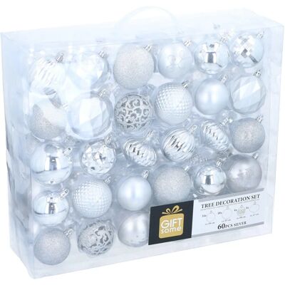 Set de 60 boules de Noël argentées - Décoration de Noël - Ø6/7cm - Publicité Set de 60 boules de Noël argentées - Décoration de Noël - Ø6/7cm - Publicité