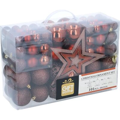 Décorations de Noël Giftsome en bronze - 101 boules en plastique - Incl. épingle - 3/4/6 cm - Publicité Décorations de Noël Giftsome en bronze - 101 boules en plastique - Incl. épingle - 3/4/6 cm - Publicité