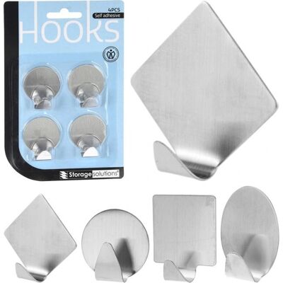 Roestvrij Stalen Haken Set - Assortiment Vormen voor Handdoeken - 4 stuks Roestvrij Stalen Haken Set - Assortiment Vormen voor Handdoeken - 4 stuks