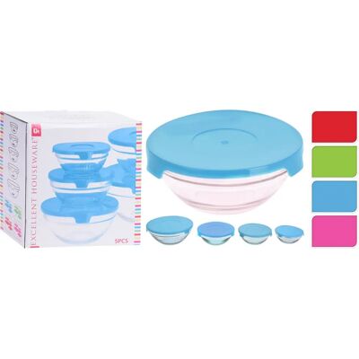 Ensemble de 5 boîtes à lunch en verre EH Bleu Transparent - Set de lunch - Publicité Ensemble de 5 boîtes à lunch en verre EH Bleu Transparent - Set de lunch - Publicité