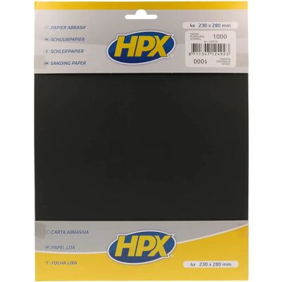 HPX Schleifpapier P1000 - 4 Blätter - 230x280mm HPX Schleifpapier P1000 - 4 Blätter - 230x280mm
