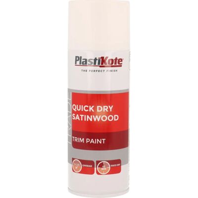 PlastiKote White Satinwood Spray - Paint Spray for Wood & Surfaces PlastiKote White Satinwood Spray - Paint Spray for Wood & Surfaces