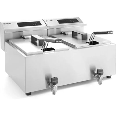 Profi Line Digitale Fritteuse mit Ablassventil - 2 x 8 L Profi Line Digitale Fritteuse mit Ablassventil - 2 x 8 L