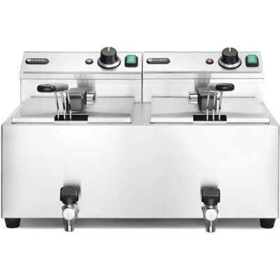 Friteuse Hendi Profi Line avec robinet de vidange - 2 x 8 L - Publicité Friteuse Hendi Profi Line avec robinet de vidange - 2 x 8 L - Publicité