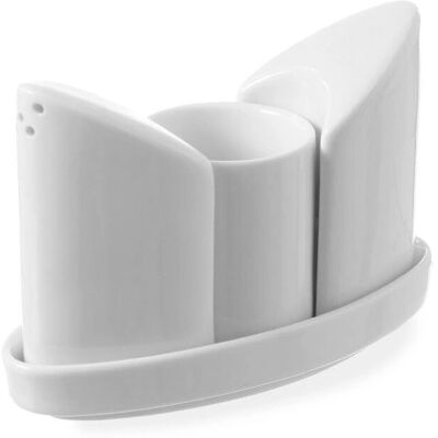 Hendi Porzellan Gewürzset - Salz, Pfeffer, Zahnstocher - 125x54x90 mm Hendi Porzellan Gewürzset - Salz, Pfeffer, Zahnstocher - 125x54x90 mm