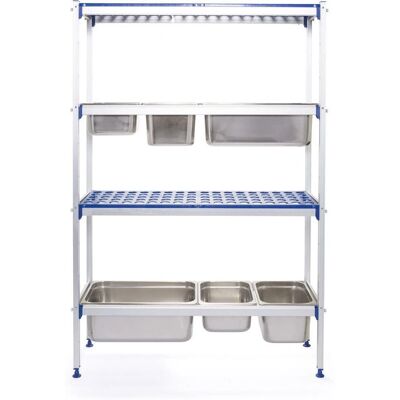 Estante de aluminio Hendi 1120x355x1685mm - GN 1/1 - Azul, Gris Estante de aluminio Hendi 1120x355x1685mm - GN 1/1 - Azul, Gris