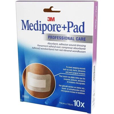 Pansements stériles 3M Medipore+Pad - 10x10cm - Publicité Pansements stériles 3M Medipore+Pad - 10x10cm - Publicité