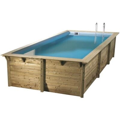 Piscine en Bois Rectangulaire Ubbink Azura - 3,50x5,05m - Liner Bleu - Publicité Piscine en Bois Rectangulaire Ubbink Azura - 3,50x5,05m - Liner Bleu - Publicité