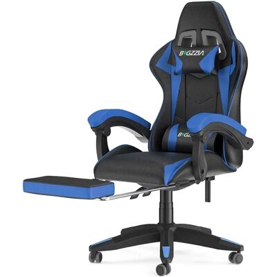 Bigzzia - Ergonomic Gaming Chair - Black - Blue - Chair Bigzzia - Ergonomic Gaming Chair - Black - Blue - Chair